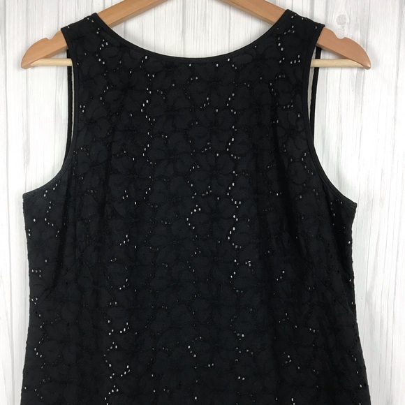Ann Taylor Loft Eyelet Shift Dress Size 4 Black - Picture 2 of 7